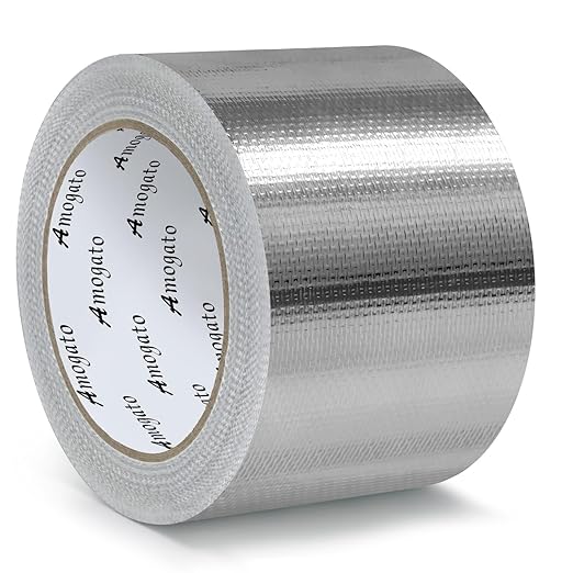 Fiberglass Aluminum Foil Tape - 3 inch x 66 Feet, Self-Adhesive Fiberglass Heat Shield Tape, Silver Heat Resistant Tape, Reflective Aluminum Foil Tape for HVAC, Auto, Insulation, Repair