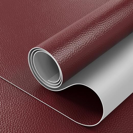 16x100 inch Leather Repair Tape Self Adhesive Strong Glue DIY Fabric Material for Sofa Desk Chair Automotive Interior Seat Skin, Wine Red