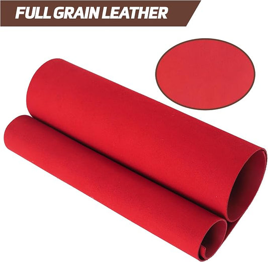 Shkira 12''X24'' Genuine Crimson Leather Sheets for Crafts - Square 2.0MM Thick Genuine - Thick Cowhide Pieces Square - Leather Sheet for Arts