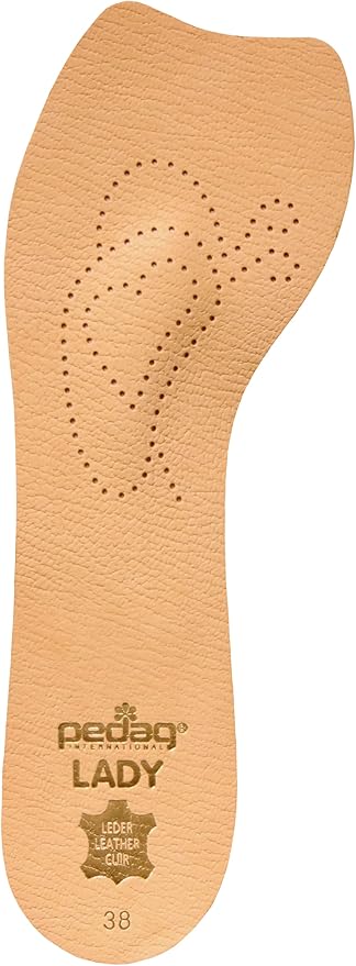 Pedag 121 Lady 3/4 Ultra Thin Leather Self Adhesive Insole for All Heels, Tan, Women's 5