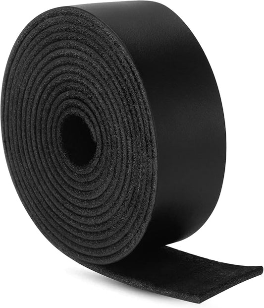 Ringsun 1 Inch Wide Flat Leather Straps for Crafts, Full Grain Leather Strips Cord String for Crafts, Tooling (2mm Thick 72.5 Inches Long Black)