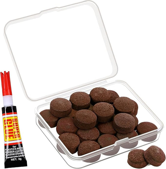 Billiard Pool Cue Tips - Pool Cue Stick Tips Replacement Repair Kit Billiard Cue Tips with Storage Box for Pool Table Cues Stick Tips Head and Leather Snooker Stick - SOLROS