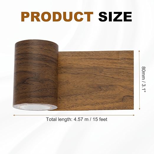 uxcell Wood Grain Repair Tape, 3.1" x 15ft Self Adhesive Wood Grain Colored Duct Tape Waterproof Repair Patch for Furniture Floor Scratch Fix, Baseboards, DIY Decor, Dark Pine