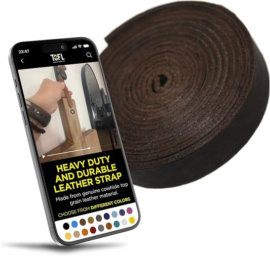 Leather Strap for Crafts & Jewelry | 72 Long × 5/8" Wide × 1/8" Thick (7-8oz) | Genuine Leather Strips for Crafts, Projects or Repairs - Dark Brown | 5-Pack
