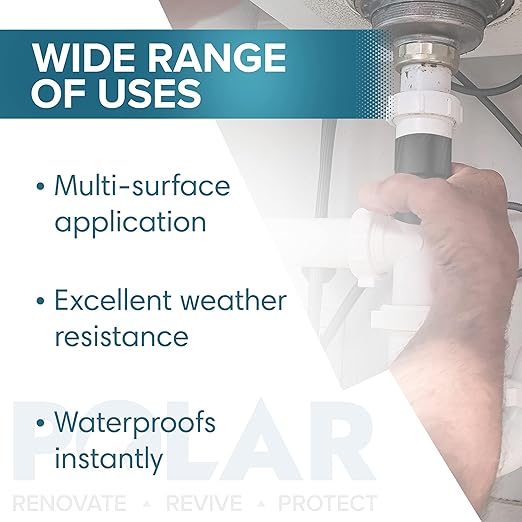 Polar TapeSeal Clear - 4" x 5 ft | Rubberised Waterproof Tape for Leaks & Cracks on Roofs, PVC Pipes, Downpipes, Plumbing & Gutters | All-Purpose Indoor & Outdoor Sealant Tape for Lasting Protection
