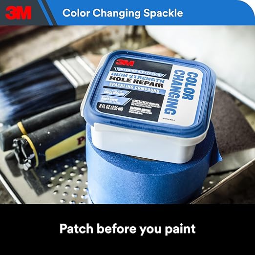 3M High Strength Color Changing Spackling Compound, 32 oz Tub, 2 Pack – Blue-to-White Drying Formula, Fast-Drying, No Shrink, Primer-Enhanced, Multi-Surface Wall Repair for Interior and Exterior