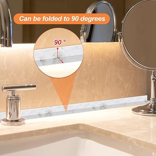 PATIKIL Caulk Tape Waterproof Self Adhesive, PVC Toilet Caulking Sealant Strip Bathtub Caulk Sealing Strip Tape for Bathroom Kitchen Countertop, Marble Pattern (1.5 Inch x 16.4 Ft)