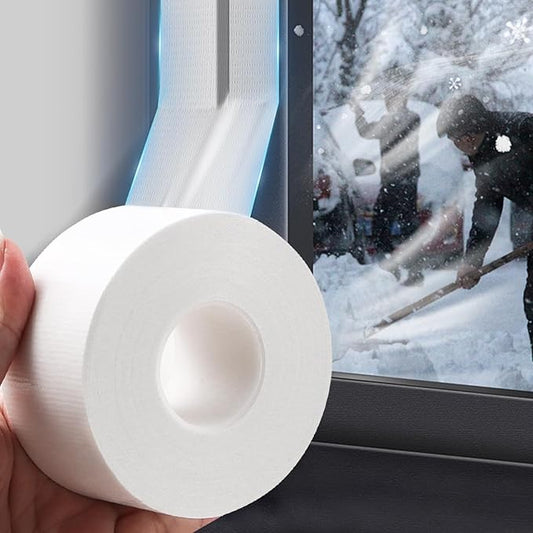 Qoqooice Window Weather Sealing Tape 2 Inch x 90 FT Weather Stripping Residue-Free Window Seal Insulation Tape for Doors Windows and Shower Glass Gaps White