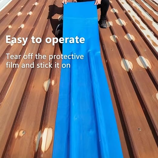 Waterproof Sealant Tape Self Adhesive Rubberized Asphalt Tape for RV Roof Metal Roof Corrugated Roof Leak Repair UV Resistant Heavy Duty Waterproofing Membrane(Blue, 7.874in*196.85in)