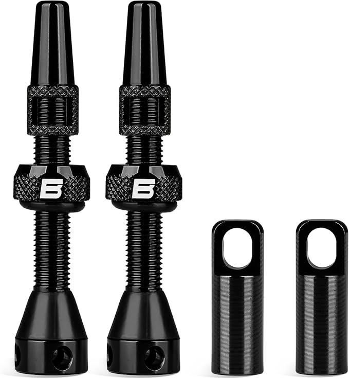BWSHLF Tubeless Presta Valve Stem 40/44/55/60/65/70/80/100 mm, Super Light Alloy Presta Valve Stem Kit with Valve Core Remover Tool and Valve Stem Caps - Multiple Color and Size Options(Pair)