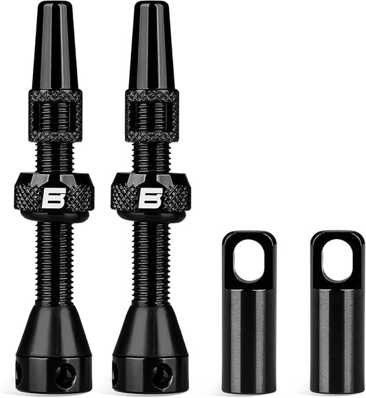 BWSHLF Tubeless Presta Valve Stem 40/44/55/60/65/70/80/100 mm, Super Light Alloy Presta Valve Stem Kit with Valve Core Remover Tool and Valve Stem Caps - Multiple Color and Size Options(Pair)