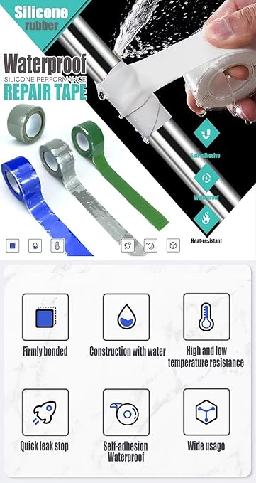 Self-Fusing Silicone Tape Insulation Tape for Leaks Silicone Tape,Plumbing Electrical Hose Repair Tape,for Wraping Electrical Wires,Tool Fixation,Dumbbells,More DIY Repairs 1inx10'x 20mil