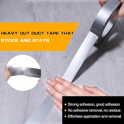 Duct Tape Heavy Duty Silver 2 Pack - High-Tack Adhesive Waterproof Tape for Rough Surfaces & Wood Metal - No Tool Hand Tearable for Home Repair, Camping & HVAC - 2 Inch x 20 Yards