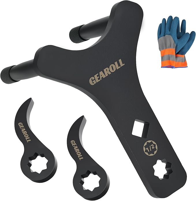 Lower Control Arm Prying Tool with Two Pry Bar Wrench Adaptor Head, Suspension Specialty Arm Lever Bushing Tool, Ratchet Pry Bar Attachment, Compatible with 1/2" Drive Extension Breaker Bar