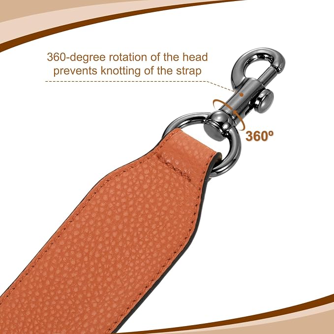 uxcell 22.83 Inch PU Leather Short Bag Strap with Clasp, Purse Handles Handbags Replacement Straps for Clutch Bag Crossbody Underarm Bags, Orange, Metallic Black Buckle