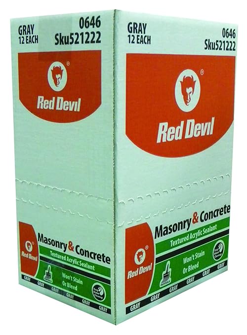 Red Devil 0646 Masonry and Concrete Acrylic Sealant, Gray, 10.1 oz., Pack of 12