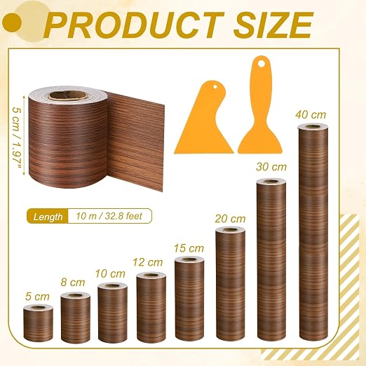 PATIKIL Wood Grain Repair Tape, 2" x 33' Self Adhesive Realistic Wood Tape with Scraper Durable Repair Patch for Furniture Floor Window Door Table DIY Home Decor, Teak