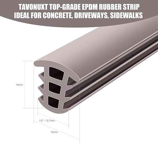 Flexible EPDM Rubber Strip (100 ft Long x 1/2 inch Wide) - Concrete Crack Repair & Replacement, Weather & Aging Resistant Expansion Joint Filler for Driveways, Sidewalks