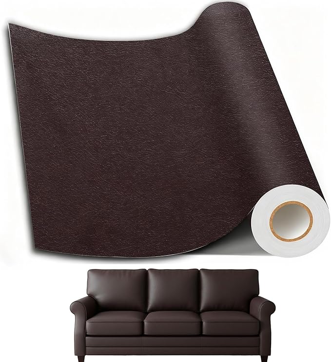 Leather Repair Patch, 24 x 54 Inch, Self Adhesive Leather Repair Tape, Large Vinyl Patch Kit, Vinyl Repair Tape, for Couches, Car Seats, Chairs, Furniture (Dark Brown)