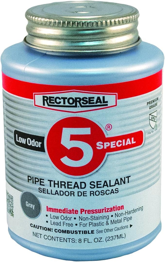 RectorSeal No. 5 26551 Pipe Thread Sealant, Lubricates & Protects Threads, Soft Setting, Slow Drying, & Permits Easy Breakout, Contains No Other Metals, 8 oz