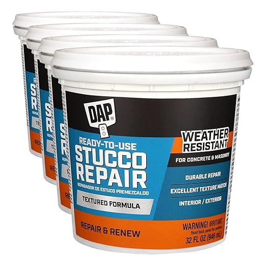 Dap 10504 All-Purpose Ready-to-Use Stucco Patch, 1-Quart (Pack of 4)