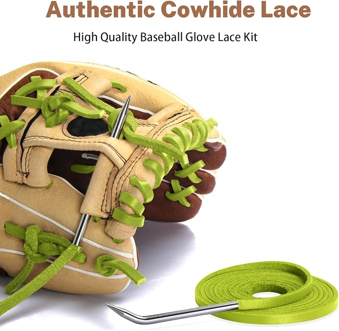 Softball Baseball Glove Lace, Mitt Lace Repair Kit Includes 2 Leather Laces and Lacing Needle for Catcher's Glove