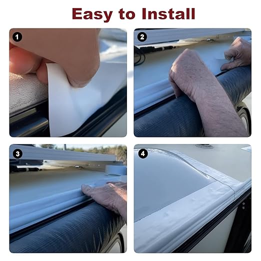 EDSRDRUS RV Roof Tape, Heavy-Duty Adhesive Butyl Seal Tape Waterproof UV-Resistant for RV Repair, RV Sealant Tape for Boat, Camper Roof Leaks (White, 2inch*50ft)