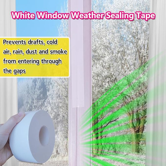 WENSSKKU White Window Weather Sealing Tape, Waterproof Window AC Air Conditioner Sealing Tape Can Keep Out Drafts Cold Air Rain Dust Smog(2IN X 99FT)