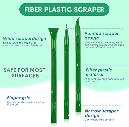 9 Pieces Plastic Scraper Tool Scratch Free Crevice Cleaning Sticker Remover Tool Multipurpose Non Scratch Scrapers for Tight Spaces, Kitchen, Crevices, Auto Detailing, Paint