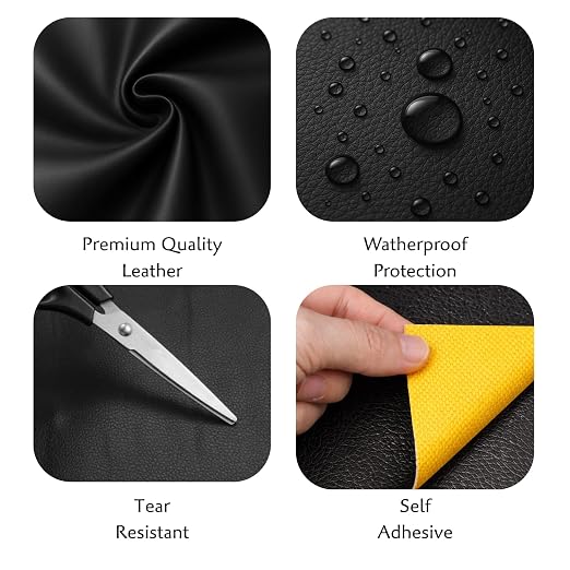 SAVUK Leather Repair Patch,4 x 63 Inches self Adhesive Vinyl Leather Repair Kit for Car Seat, Chairs, Couch, Sofa, Boat Black (Black)