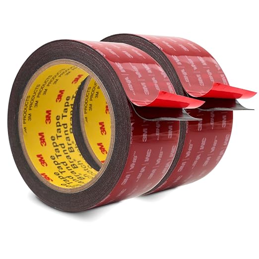 3M 5952 Double Sided Tape Heavy Duty 2''x15.4Ft 2 Pack Black | Waterproof Heat Resistant Mounting Tape 0.043in Thick Adhesive Foam Tape for Automotive Car Home Office Deco Indoor Outdoor