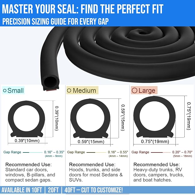 alophoty 10 Ft Rubber Weather Stripping Door Seal, D Shaped Automotive Weather Stripping, Car Door Seal Strip, Self Adhesive Soundproofing Weatherstripping for Doors Windows Car Truck Auto RV