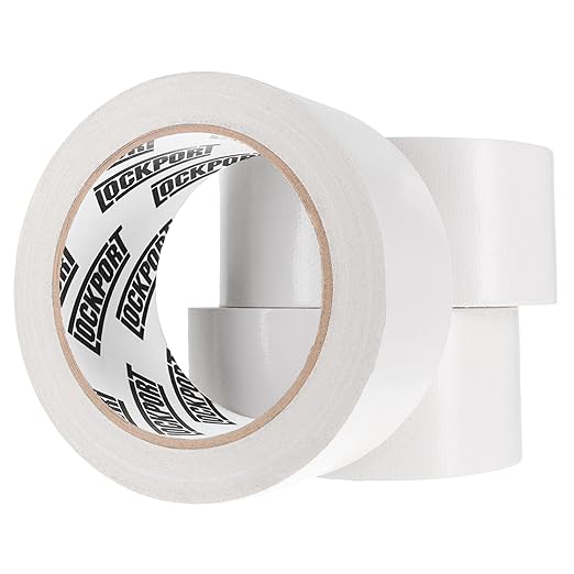 Lockport Duct Tape Heavy Duty Waterproof,20 Yards x 2 Inch,Strong Adhesive Roll for Indoor & Outdoor Repair,No Residue,Tear by Hand - Duct Tape Bulk Value (White, 3-Pack)