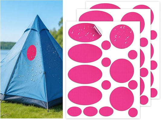 Waterproof Self-Adhesive Nylon Fabric Repair Tape - Tent Repair Kit,48pcs Fabric Patches for Tent, Jacket, Clothes, Puffer Down Jacket,Sleeping Bag, Outdoor Gear Tenacious Repairs Tape, Rose