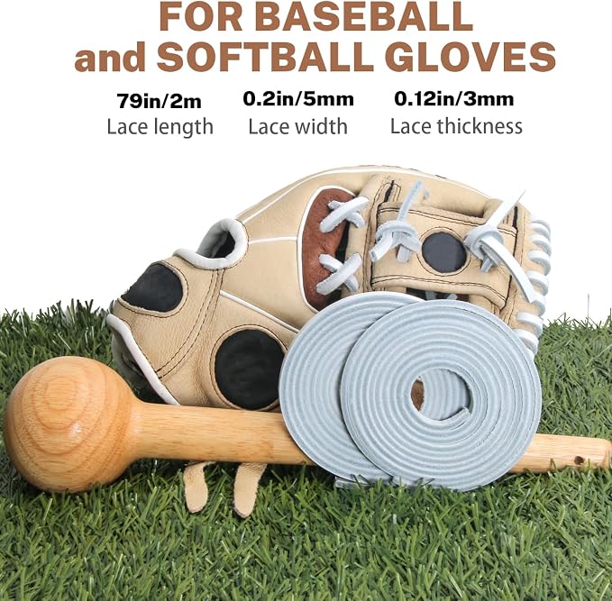 Softball Baseball Glove Lace, Mitt Lace Repair Kit Includes 2 Leather Laces and Lacing Needle for Catcher's Glove