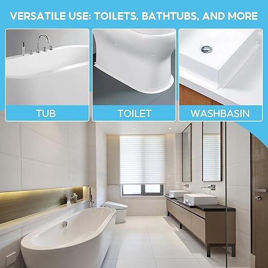 Caulk Tape for Bath Kitchen, Toilet Sealer Around Toilet Base White Self-Adhesive Decorative Sealing Tape, Caulking Tape Used for Kitchen Sink Toilet Bathroom Bathtub Floor (Minimalism, 3)