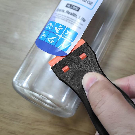 EHDIS 1.5" Plastic Razor Scraper Tool with 10pcs Double Edged Blades for Adhesive Remover,Removing Labels Stickers Decals Taping on Glass Windows(True Black)