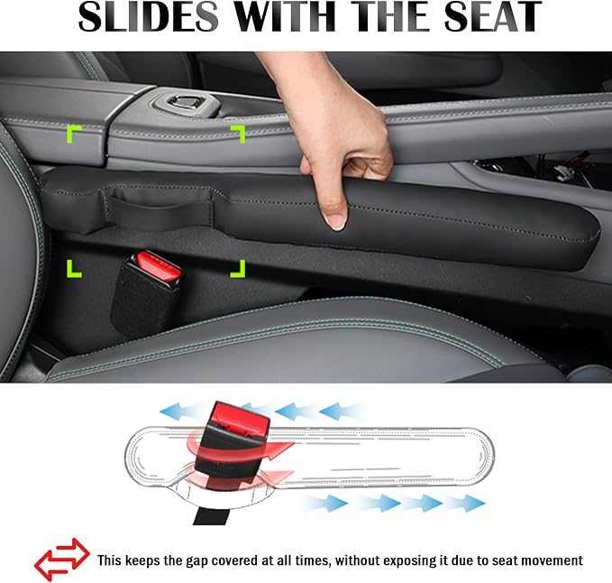 Upgraded Car Seat Gap Filler Strip with Fixed Rings,2PCS High Rebound in Between Car Seat Catcher to Reduce Item Drop Rates,Universal Between Cars Seats Blocker for Most Vehicles