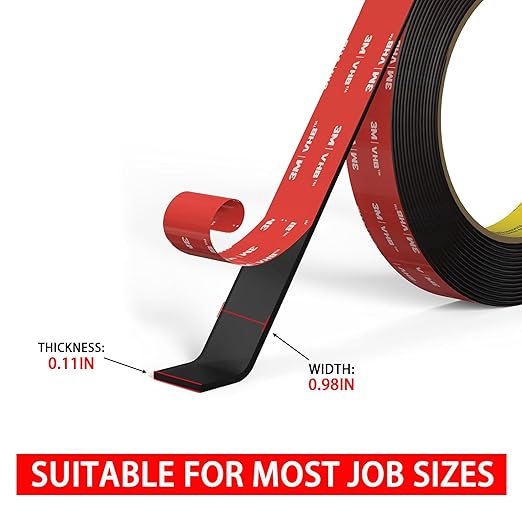 3M Double Sided Acrylic Foam Tape 2 Pack 1" Heavy Duty Mounting Tape Waterproof Weather Resistant for Deck Fence Repair Treated Lumber Indoor Outdoor Use