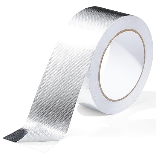 Aluminum Foil Heat Shield Tape, Silver Self-Adhesive Reflective Heat Resistant Thermal Foil Tape, Fiberglass Heat Shielding Cool Tapes for Hose and Auto Use