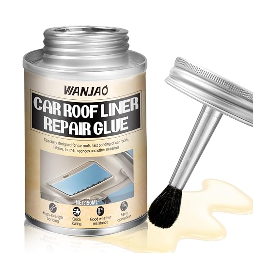 150ML Headliner Repair Glue, Car Headliner Adhesive for Cars Headliner Repair Glue Flexible Car Roof Liner Adhesive with Brush for Automotive interiors, Fabric, Leather