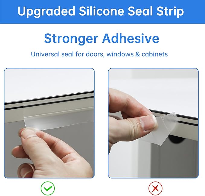35mm Weather Stripping, 5M/16.4FT Transparent Silicone Weather Stripping Upgraded Strong Adhesive Door Seal Strip for Doors, Windows & Shower Glass Gaps, Waterproof & Soundproof Red Backing Tape
