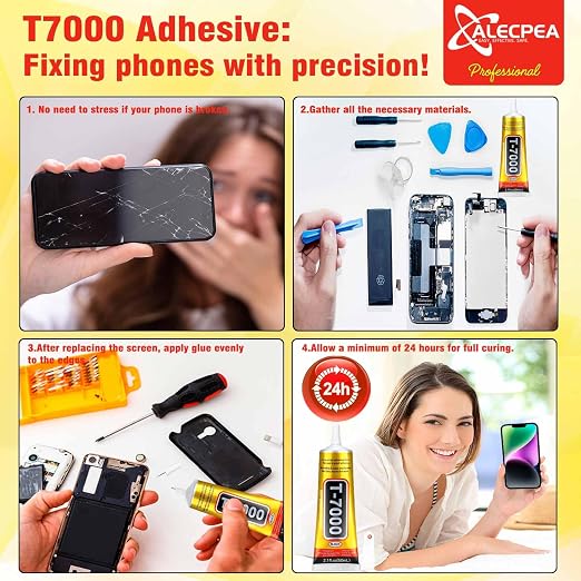 ALECPEA Upgrade T-7000 Black Adhesive Glue - 50ml | High-Performance Waterproof Adhesive for Precision Repairs, Perfect for Phone, Electronics, Jewelry, and Crafts