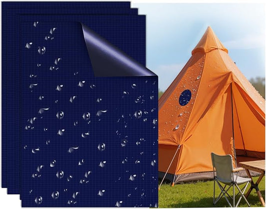 Waterproof Self-Adhesive Fabric Repair Tape - Tent Repair Kit,4pcs Nylon Fabric Patches for Jacket, Clothes, Puffer Down Jacket,Sleeping Bag, Outdoor Gear Tenacious Repairs Tape, NavyBlue