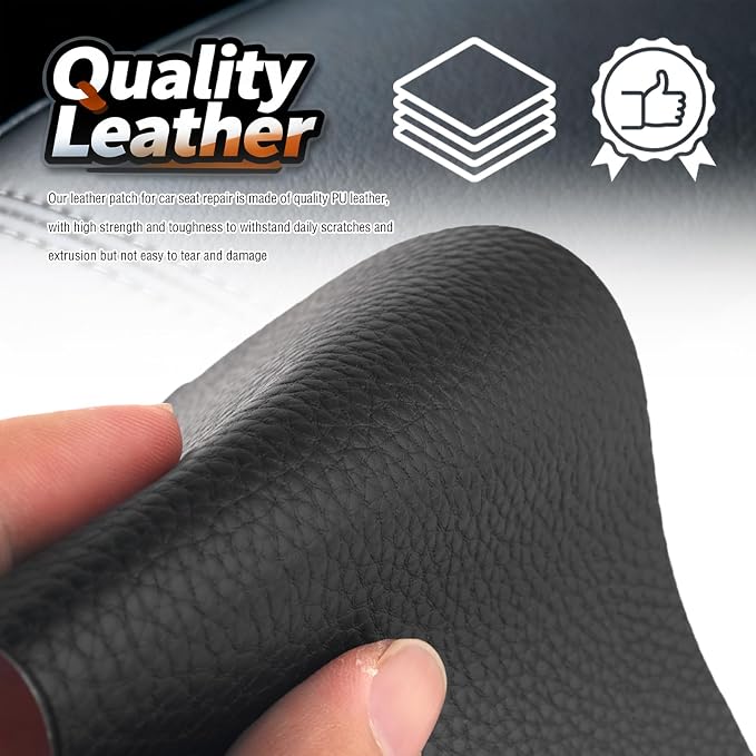 2PCS 8×4 Inch PU Leather Patch for Car Seat Repair,Self-Adhesive Leather Repair Patch Tape Vinyl Repairs Kit,Portable Car Leathers Repairs Kit (Gray)