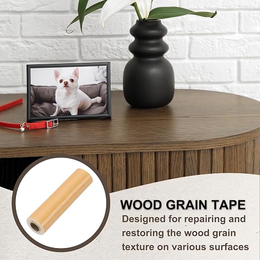 PATIKIL Wood Grain Tape 4.7" x 32 ft, Self-Adhesive Wood Texture Repair Tape Realistic Wooden Effect Patch for Furniture Cabinets Floor Walls, Cherry