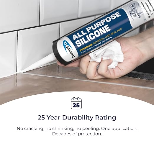 Bond It All Purpose Silicone, Premium General Use Acetoxy Sealant, Waterproof Flexible Silicone for Bathroom, Kitchen, Windows, Doors, Showers, Indoor, Outdoor Sealing, 10 oz, Pack of 12, Brown