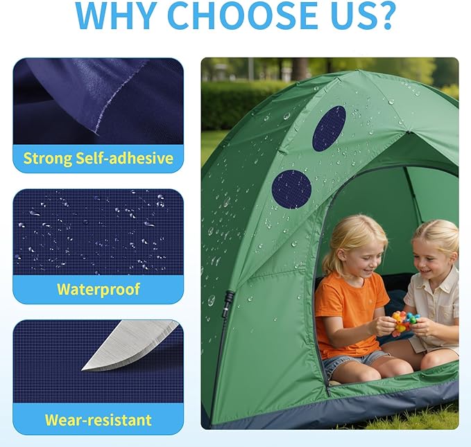 Waterproof Nylon Fabric Repair Tape Tent Repair Kit, 4pcs Outdoor Gear Tenacious Fix Tape, Self-Adhesive Fabric Patches for Clothes, Down Puffer Jacket, Tent, Sleeping Bag, Backpack, NavyBlue