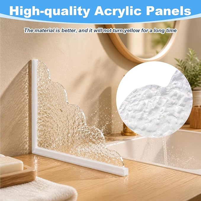 2 Pcs Shower Splash Guard, 9.25” x 9.25“Self-Adhesive Bathtub Splash Guard Removable Shower Water Guard with Silicone Base for Bathroom, Kitchen Sink Shower Guards to Keep Water in Shower
