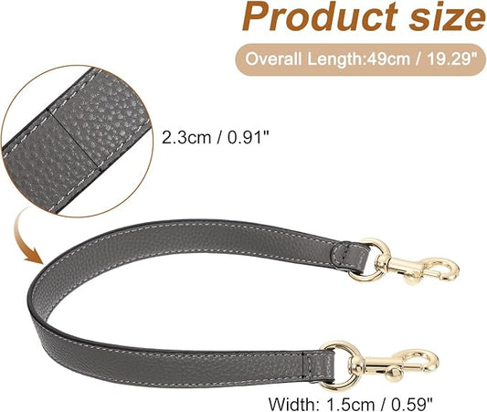 uxcell 19.29 Inch PU Leather Short Bag Strap with Clasp, Purse Handles Handbags Replacement Straps for Clutch Bag Underarm Bags, Grey, Gold Buckle